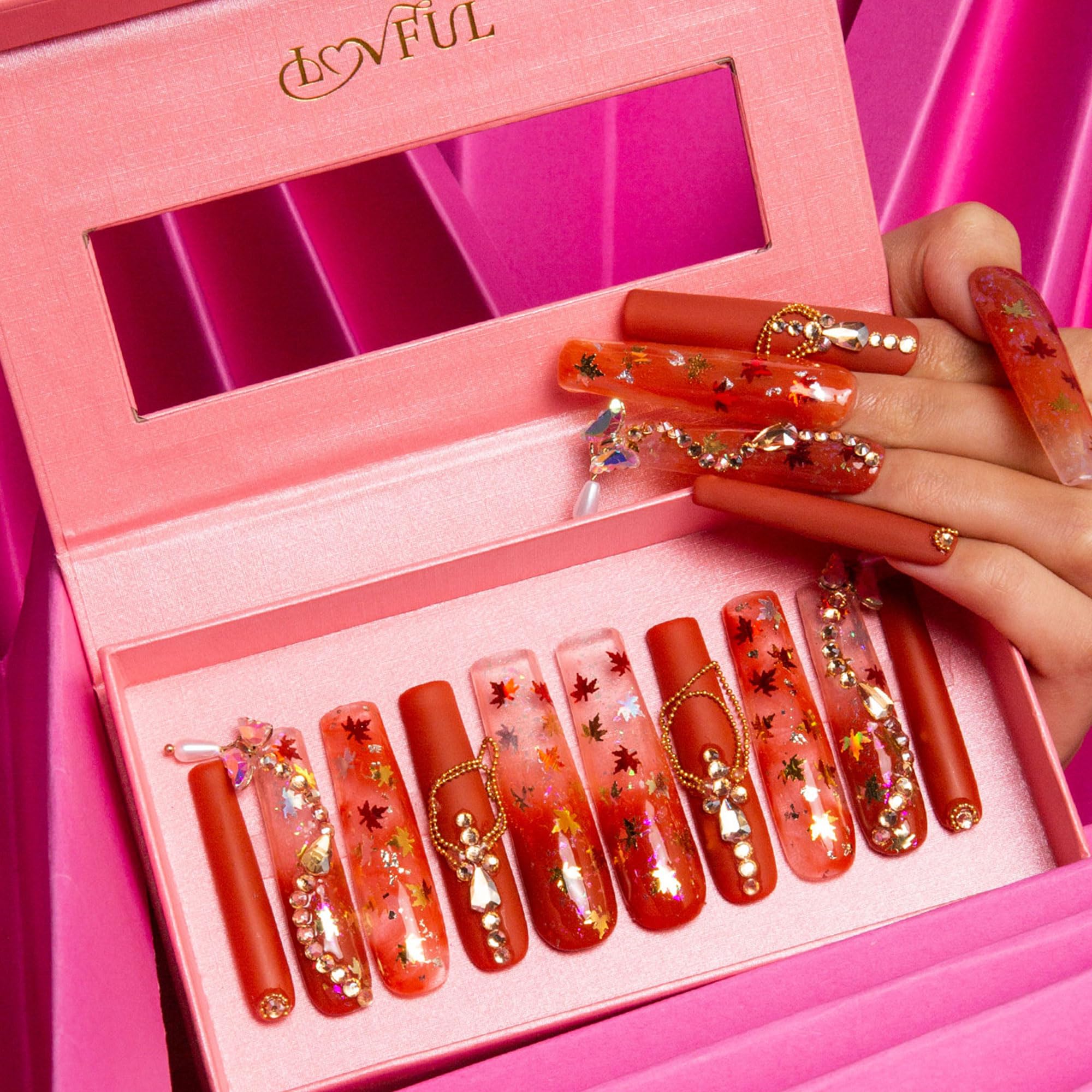 LOVFUL Press on Nails Aquarius | Handmade with Full Covered Crystals |