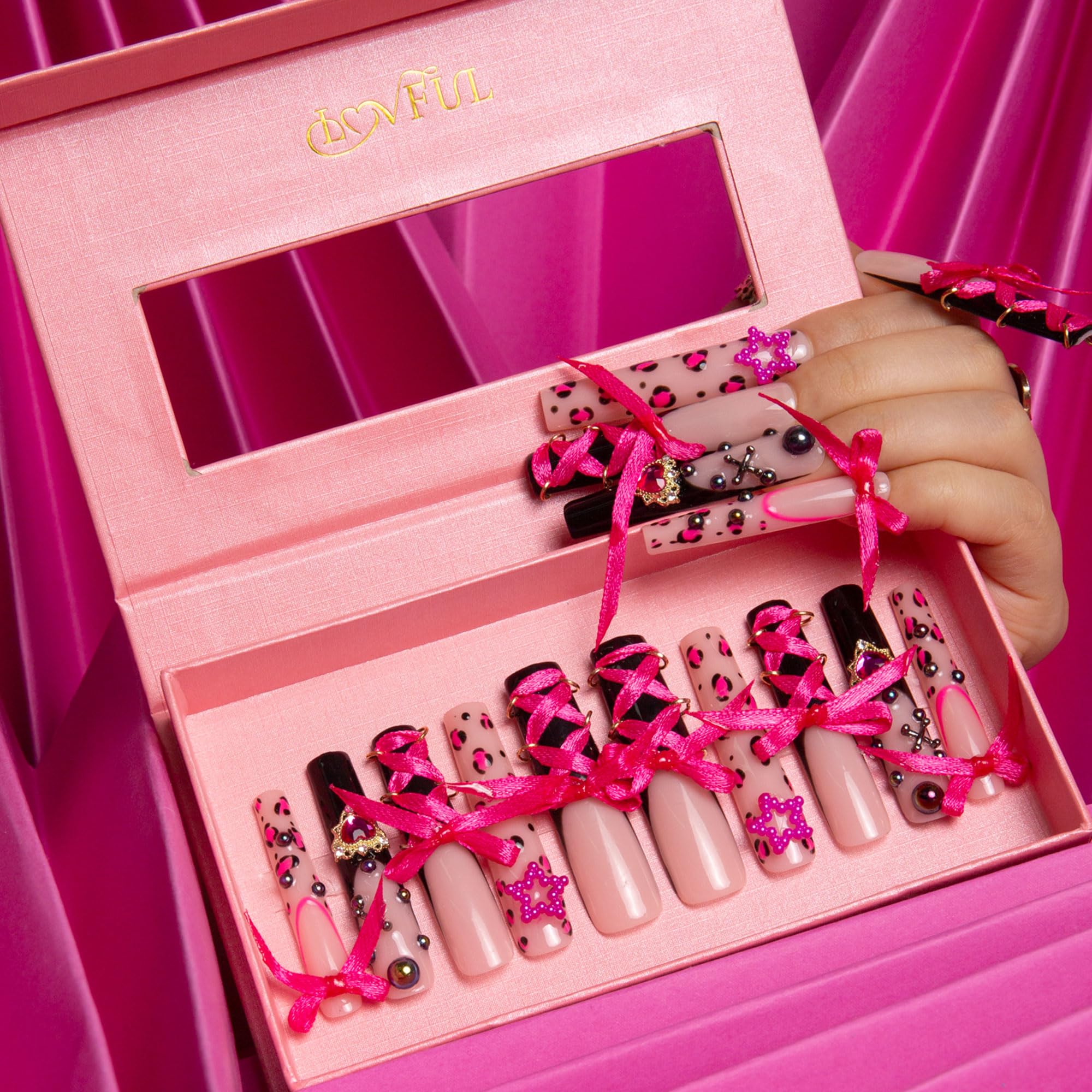 LOVFUL Press on Nails Aquarius | Handmade with Full Covered Crystals |