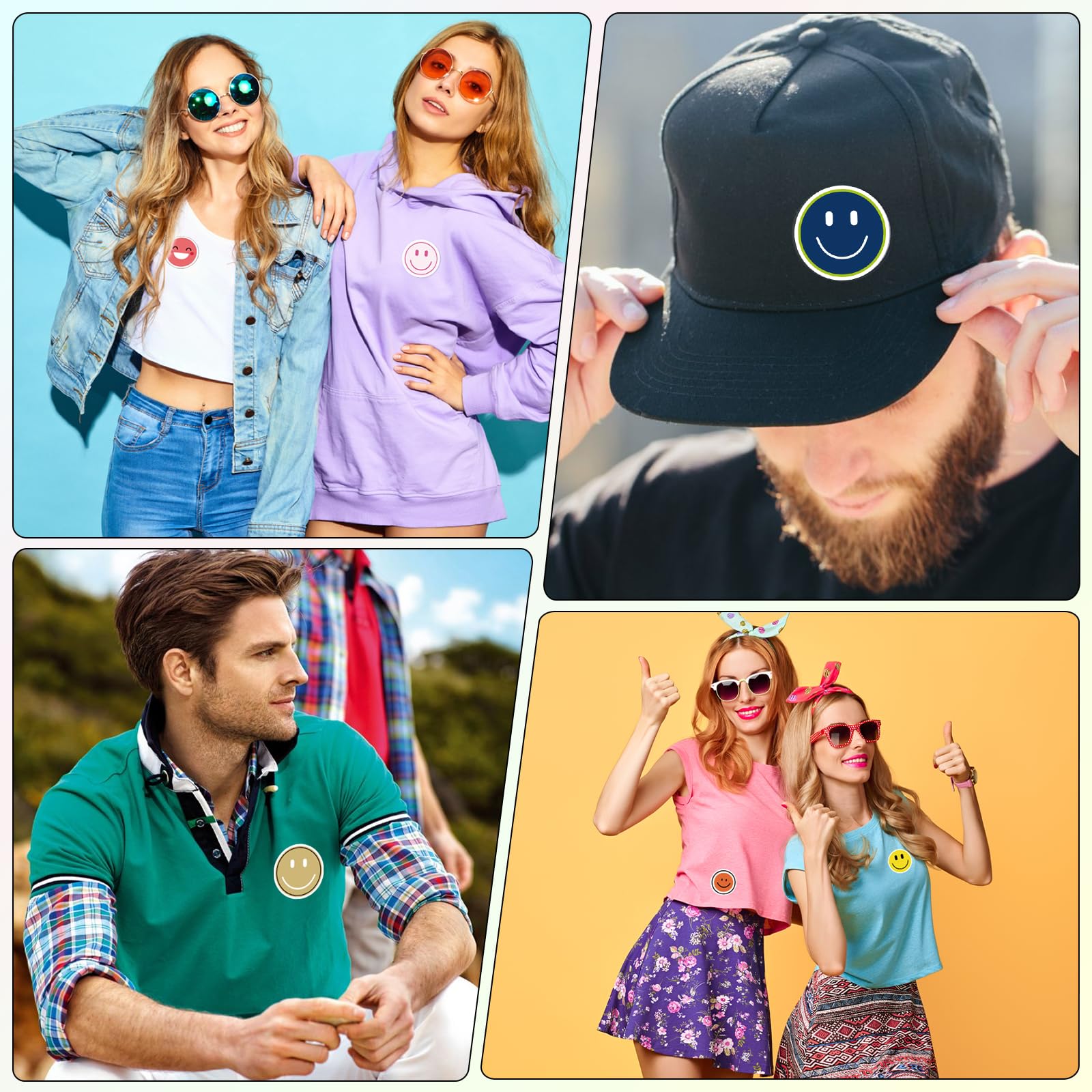 20 Sheets Smiling Iron On Transfer, Heat Transfer Iron ons Decals, Vinyl Transfer Smiling Iron on Patches, for T-Shirt Clothing ackpacks Pillow Fabric Appliques Bag DIY Decoration (2.36 Inch)