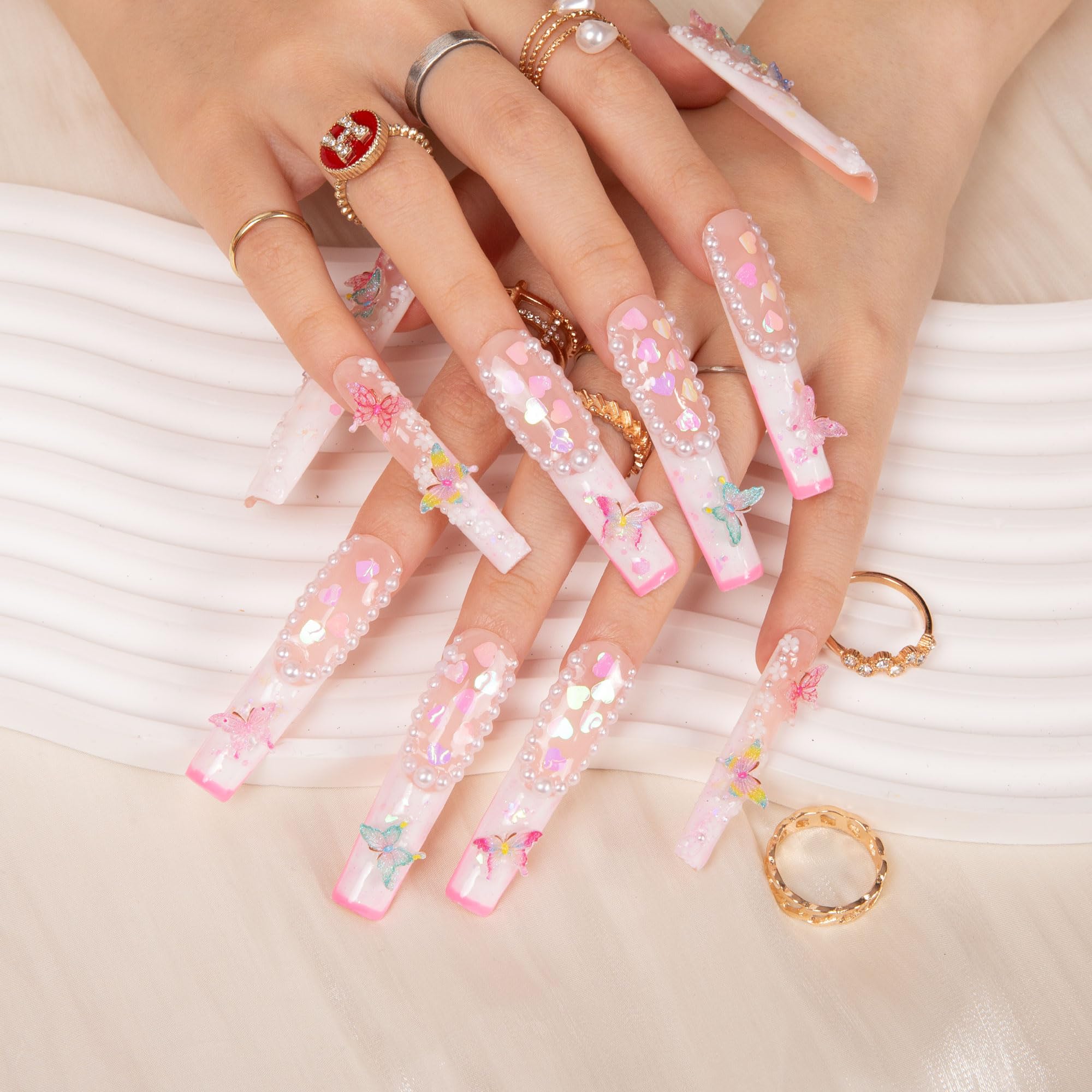 LOVFUL Press on Nails Aquarius | Handmade with Full Covered Crystals |