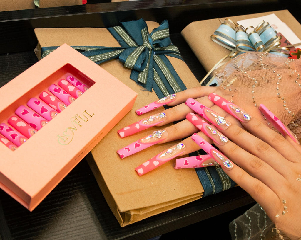 LOVFUL Press on Nails Aquarius | Handmade with Full Covered Crystals |