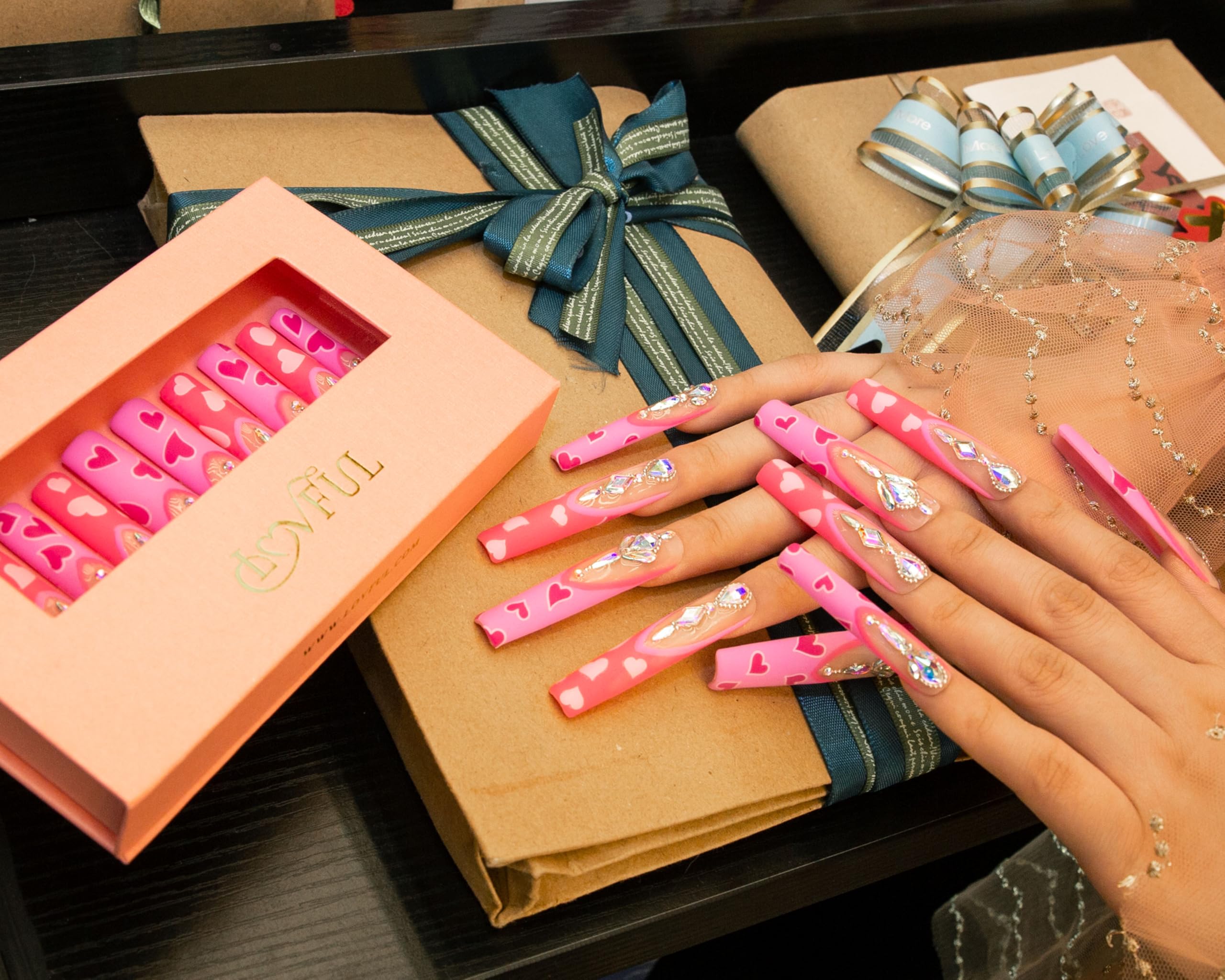 LOVFUL Press on Nails Aquarius | Handmade with Full Covered Crystals |