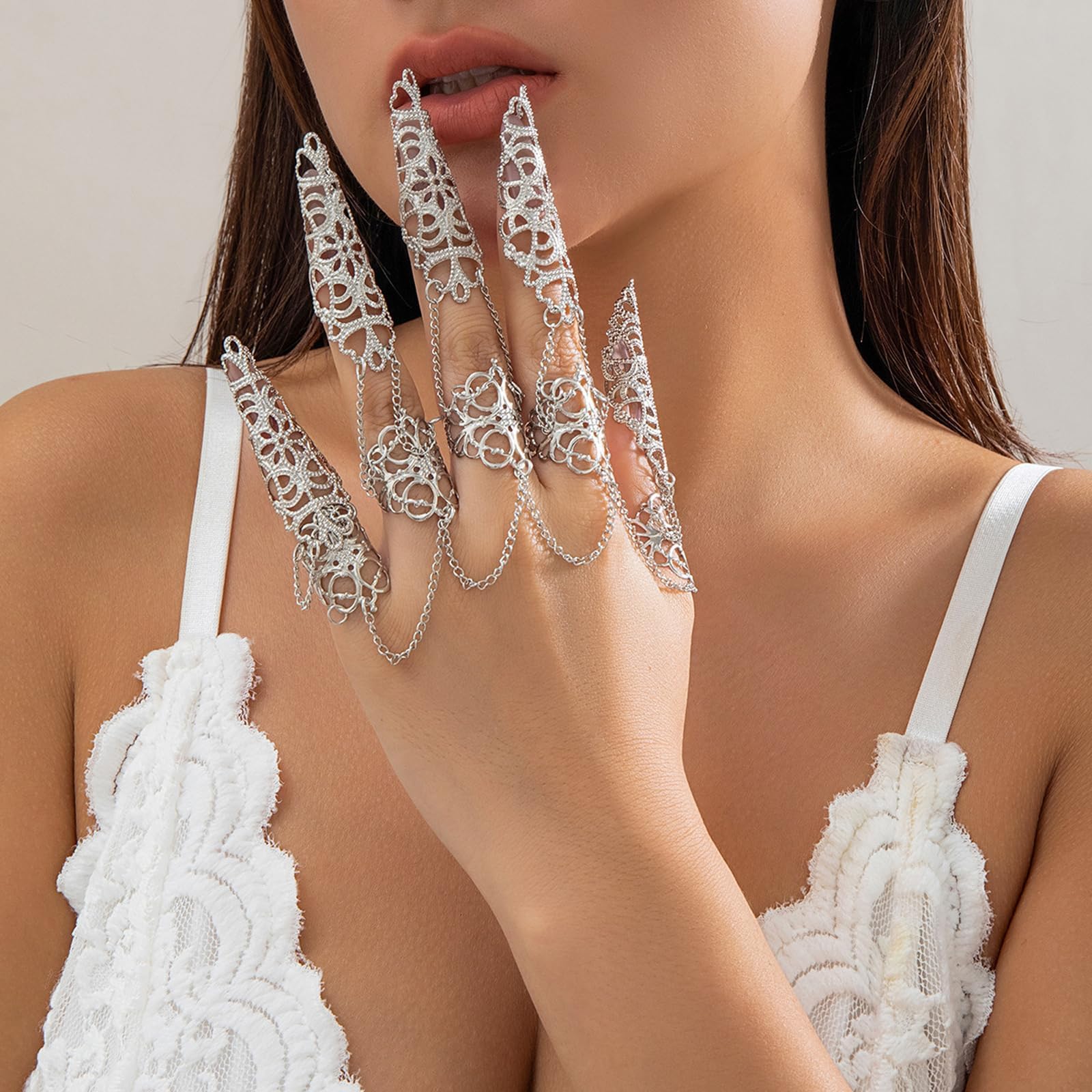 YANCHUN Goth Bracelets Finger Nails Tip Claw Rings