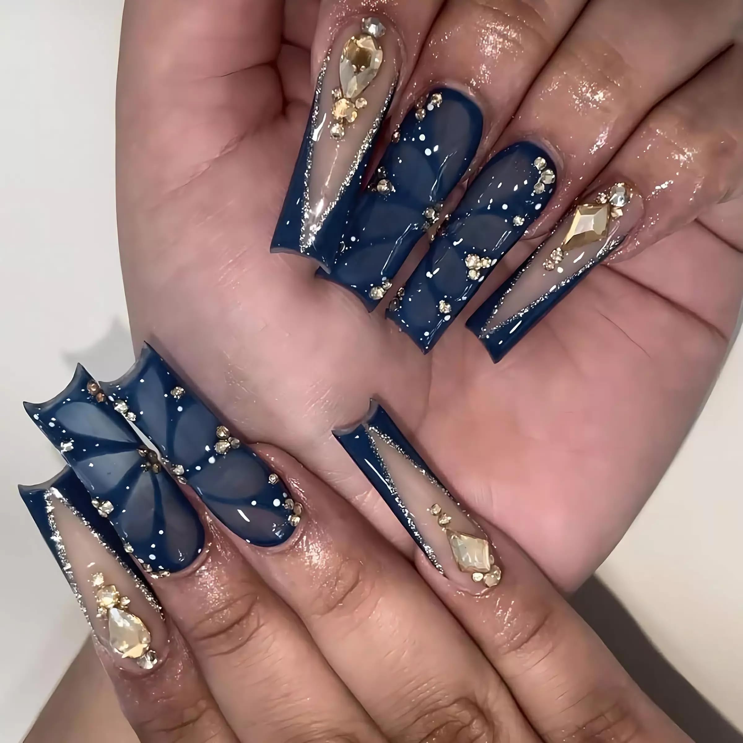 BABALAL Duck Nails Press on Gold Fake Nails