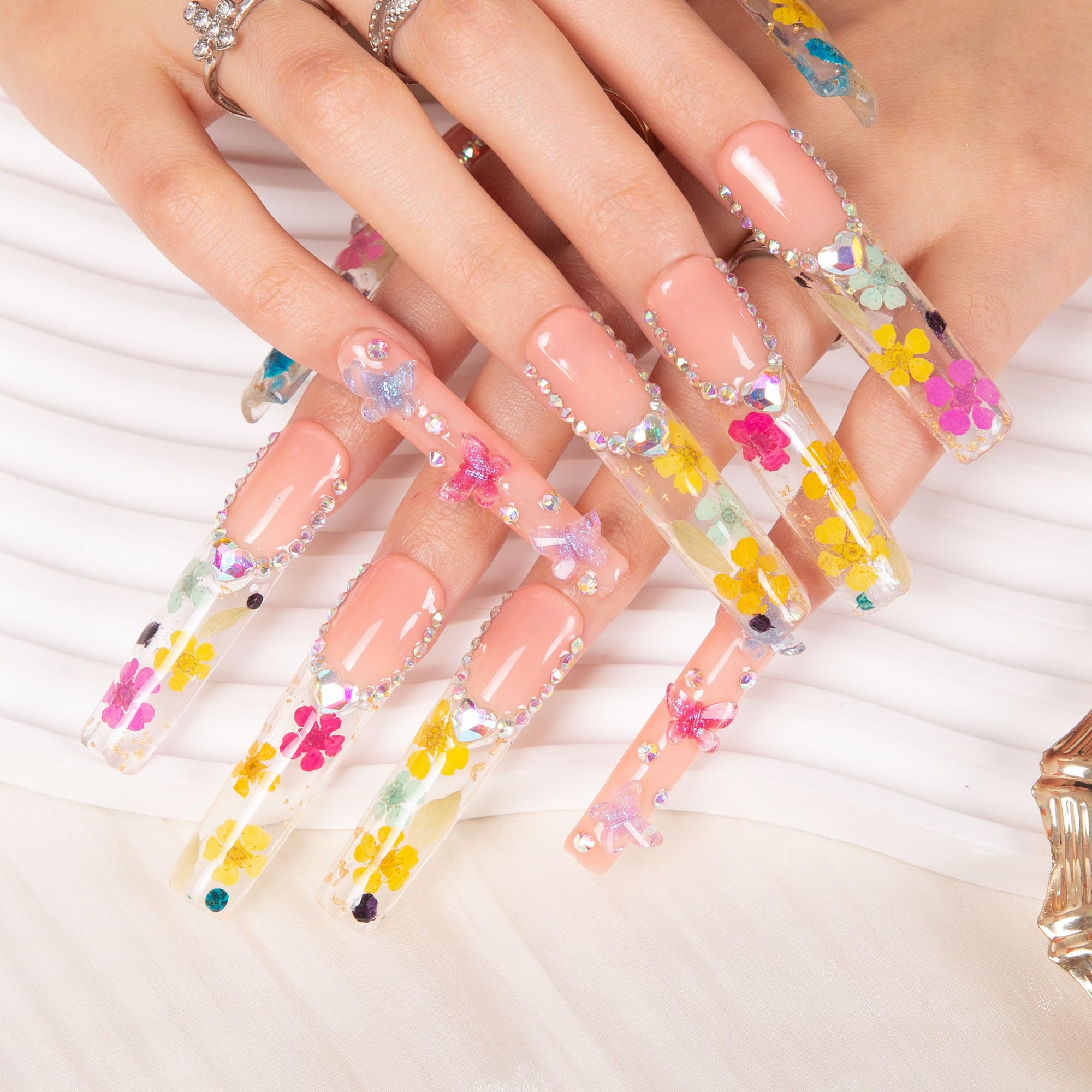 LOVFUL Press on Nails Aquarius | Handmade with Full Covered Crystals |