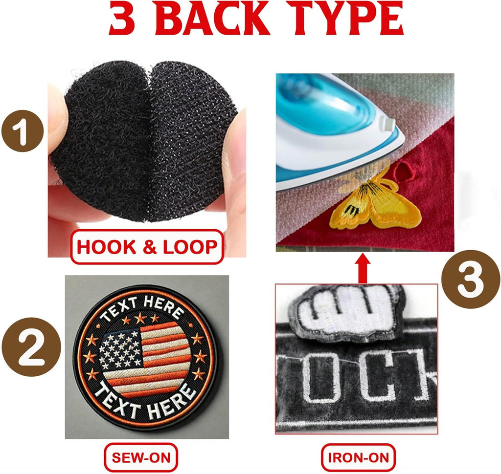 Custom Patches - Embroidered, Text Patch, Personalized Name Patch Iron on, Sew on, Hook and Look