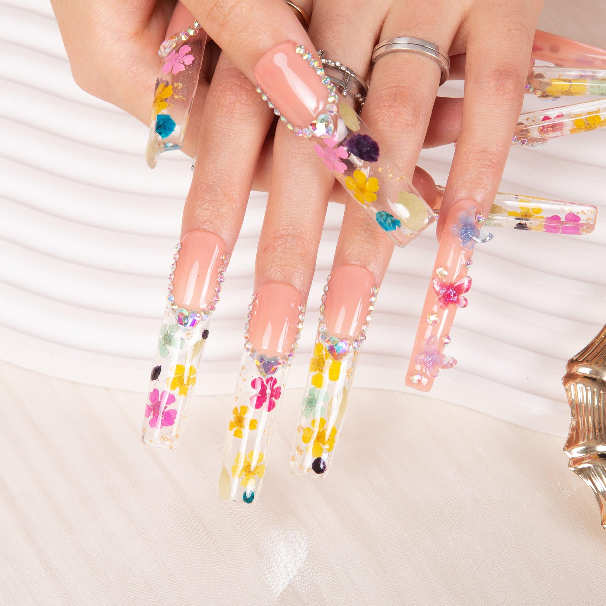 LOVFUL Press on Nails Aquarius | Handmade with Full Covered Crystals |