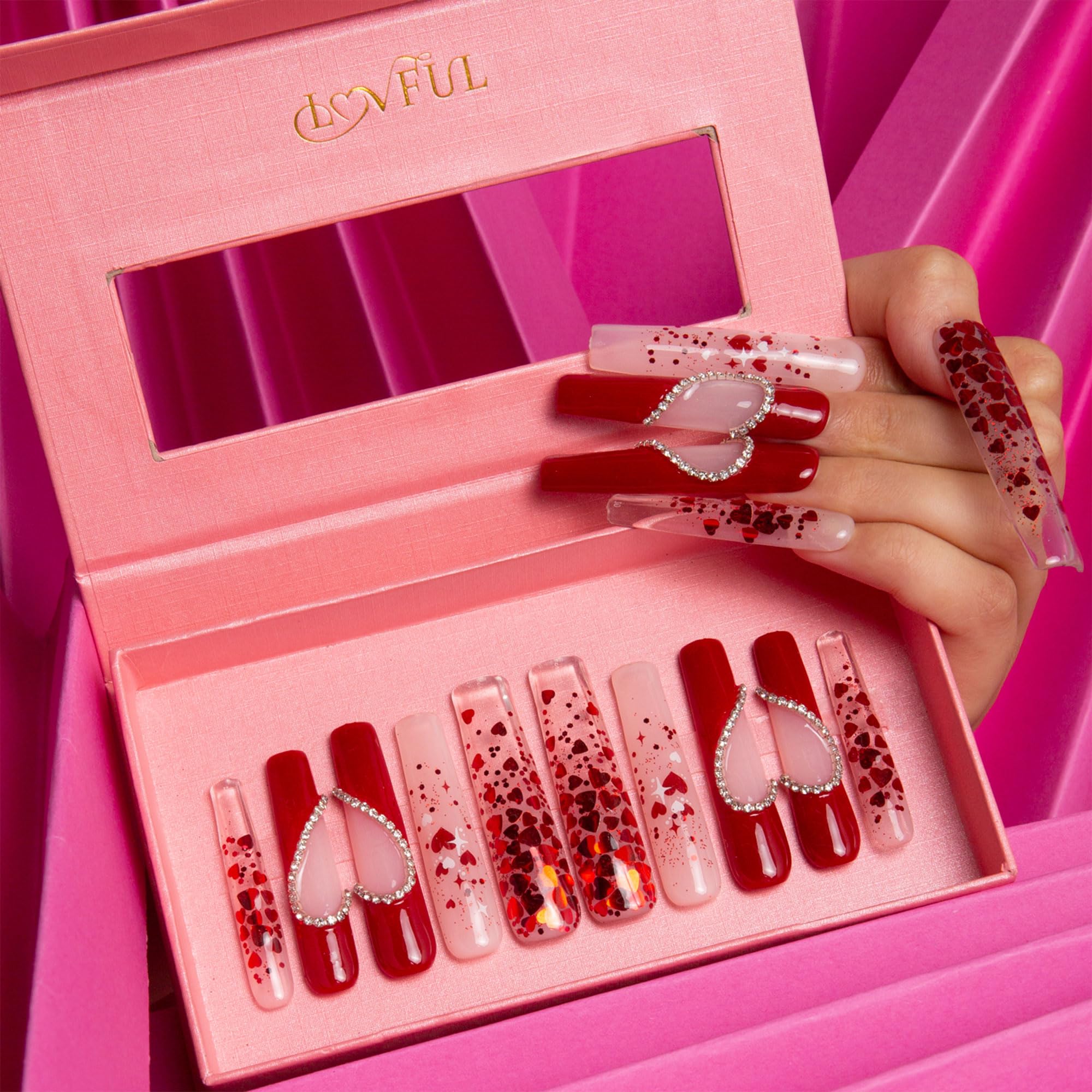 LOVFUL Press on Nails Aquarius | Handmade with Full Covered Crystals |