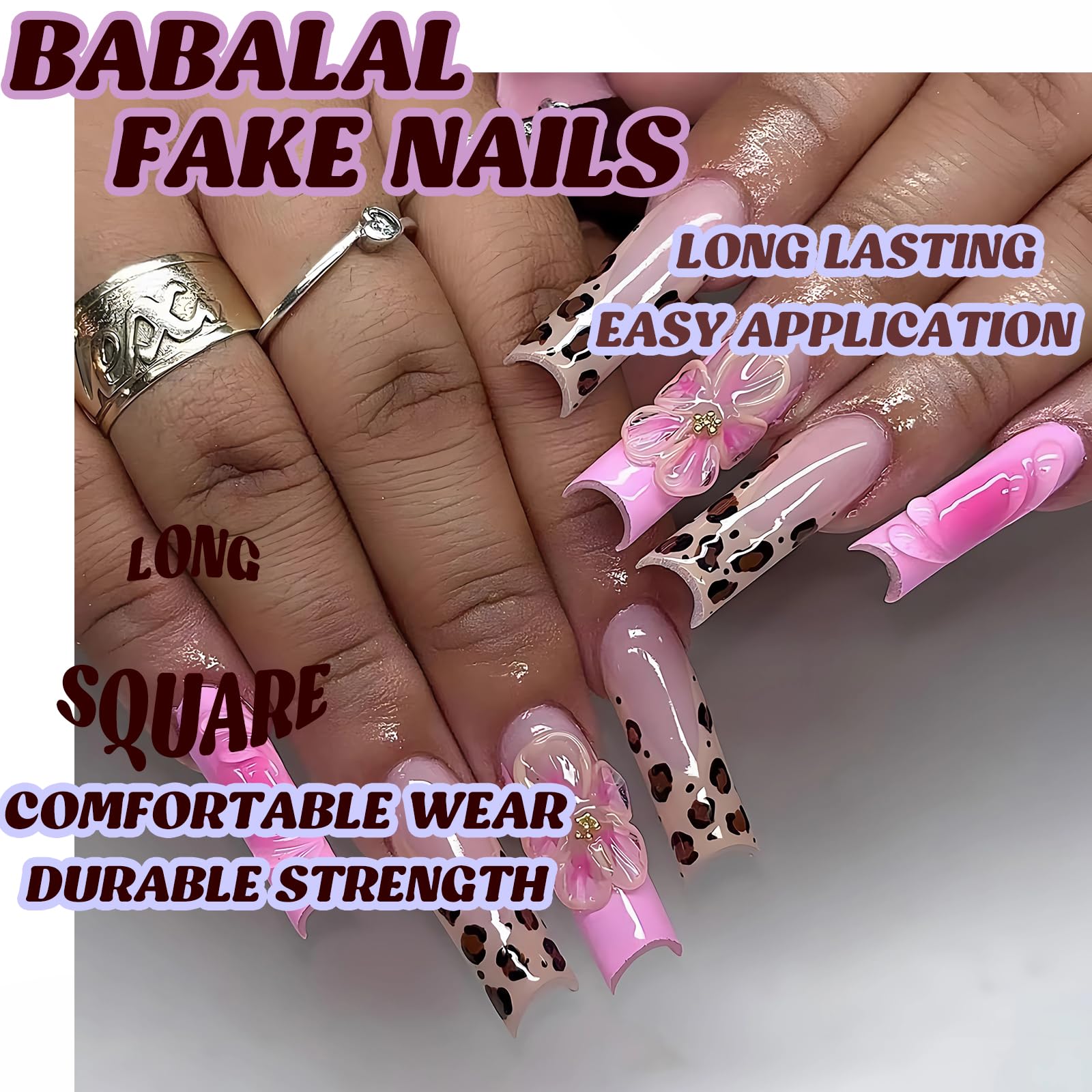 BABALAL Duck Nails Press on Gold Fake Nails