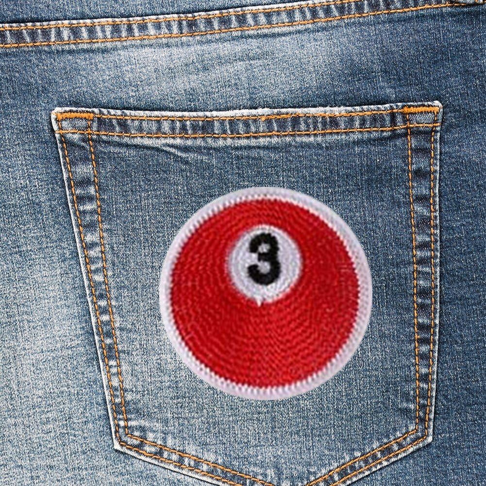 Billiard Ball Embroidery Patch, 16 Pcs Table Tennis Embroidered Badge Sew on Iron on Embroidered Applique Badge Patch DIY Accessory