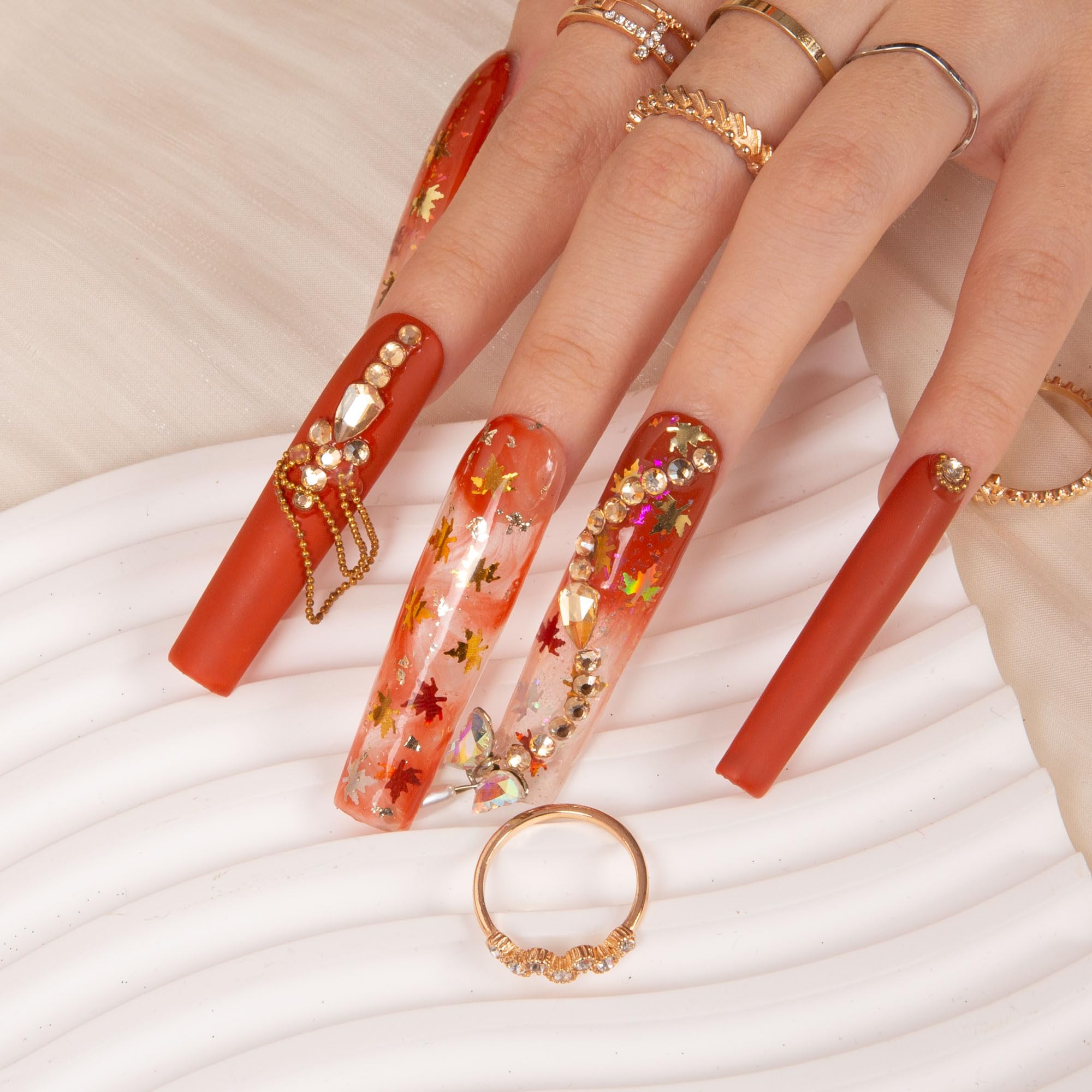 LOVFUL Press on Nails Aquarius | Handmade with Full Covered Crystals |