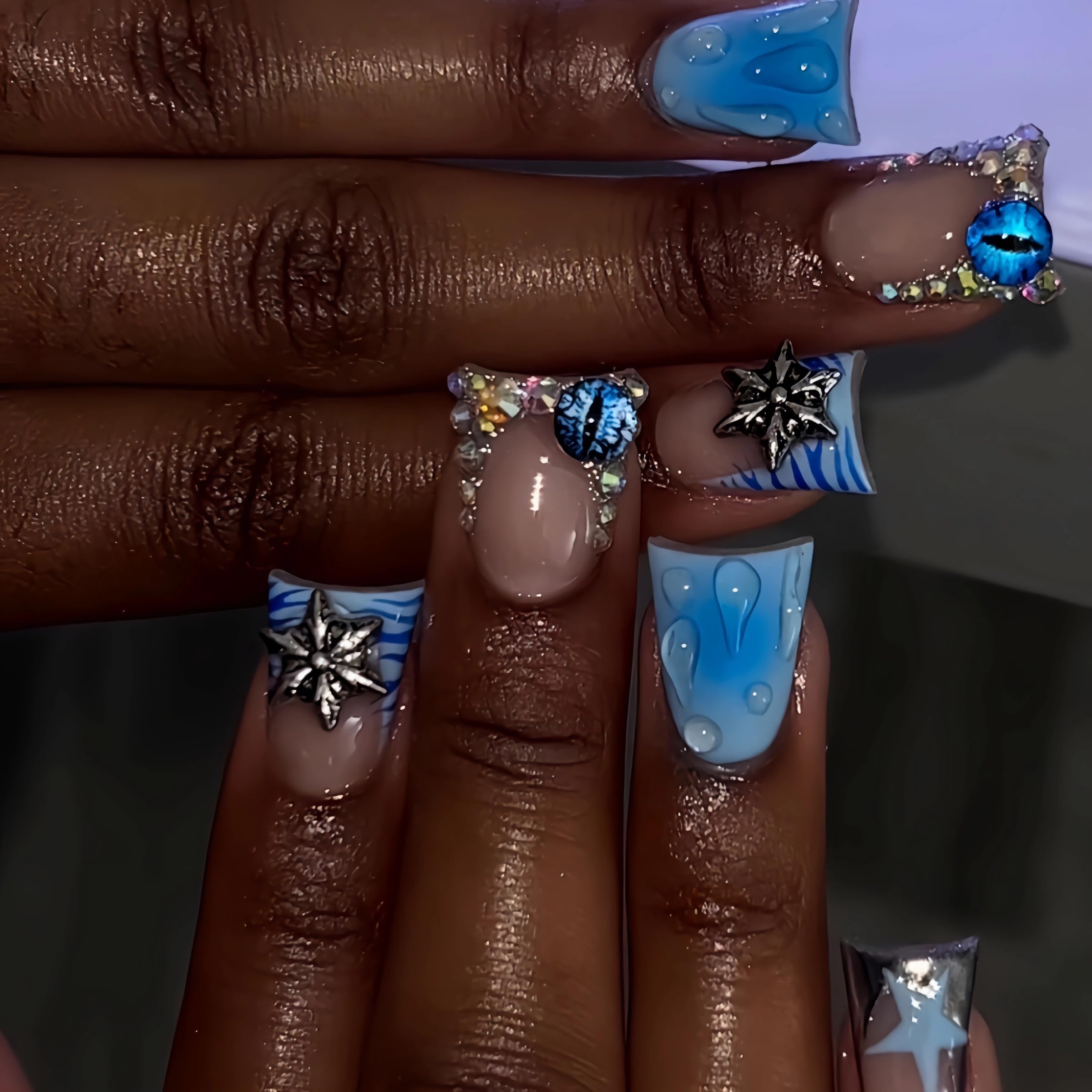 BABALAL Duck Nails Press on Gold Fake Nails