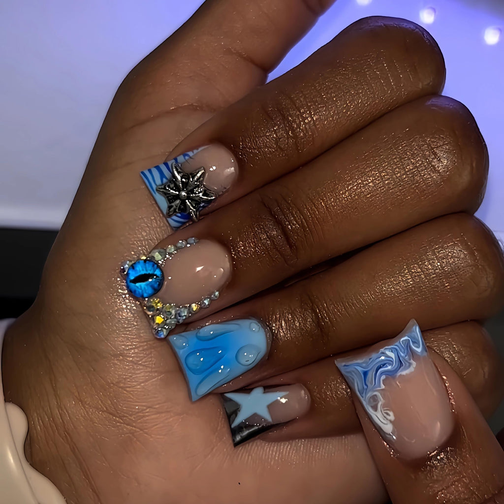 BABALAL Duck Nails Press on Gold Fake Nails