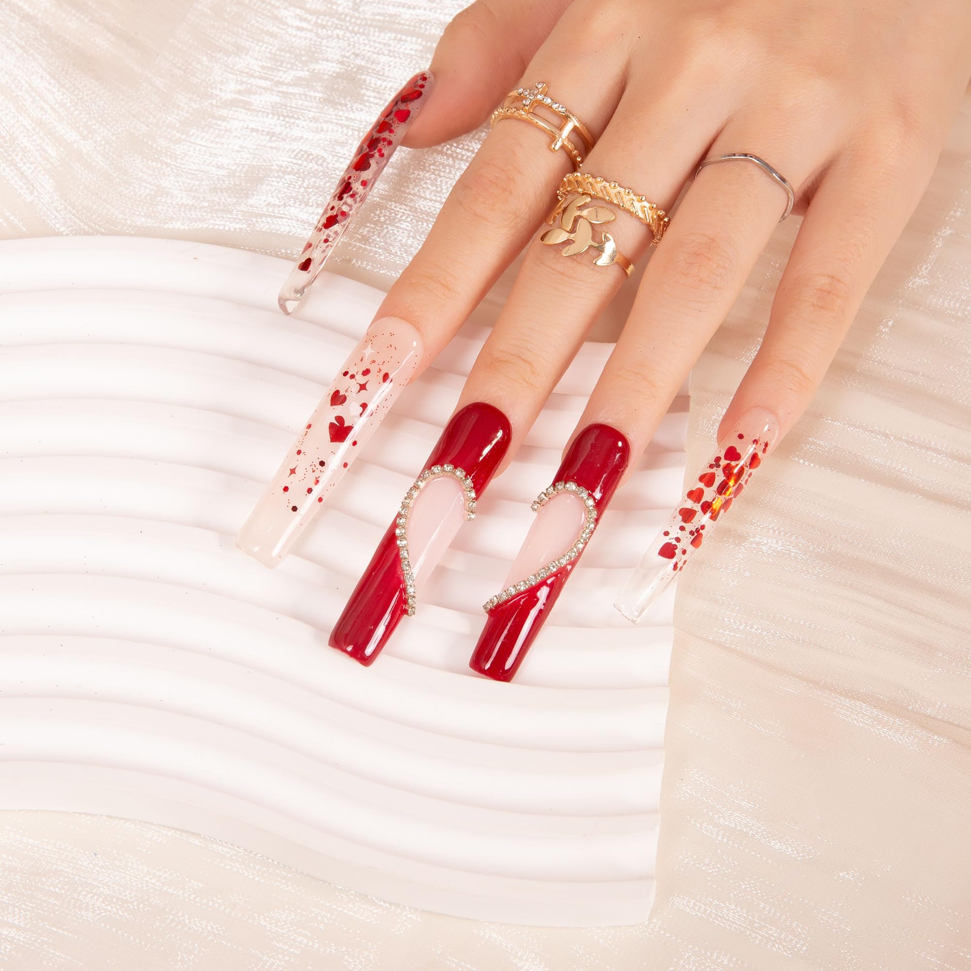 LOVFUL Press on Nails Aquarius | Handmade with Full Covered Crystals |