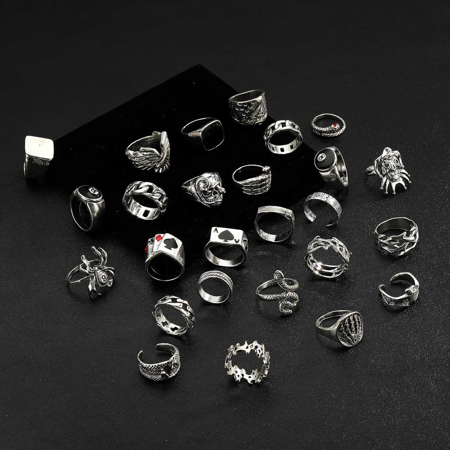 26 Pcs Vintage Silver Punk Rings Set