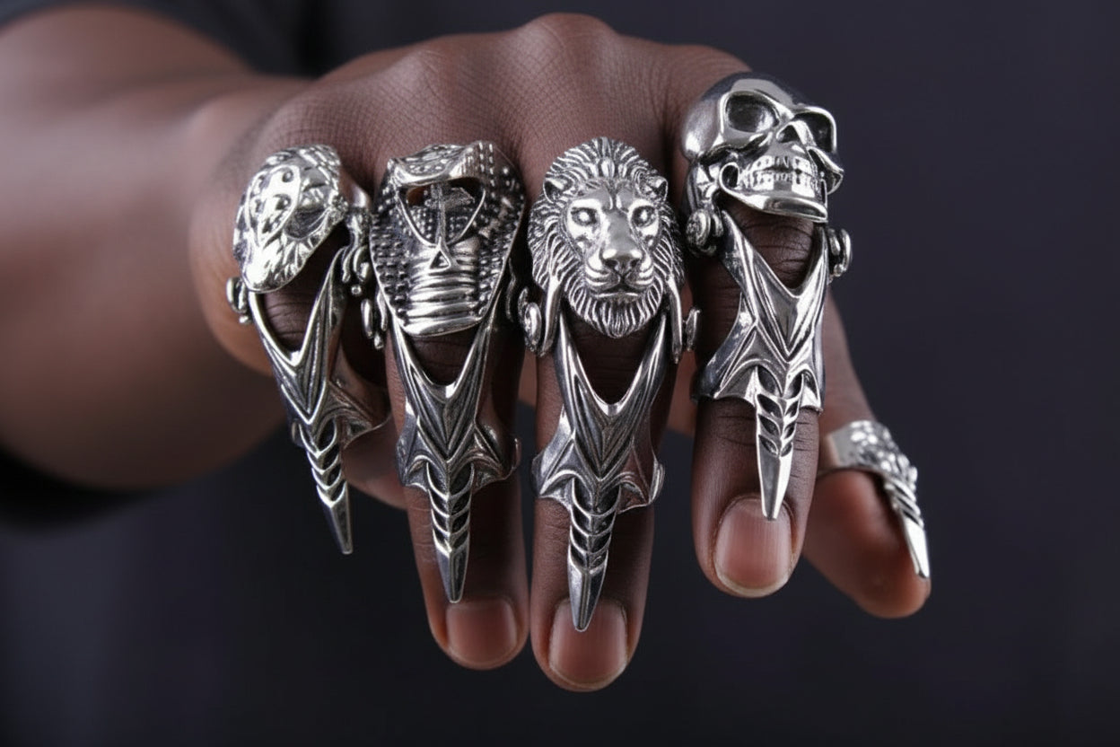 Unisex Vintage Stainless Steel Rings Set